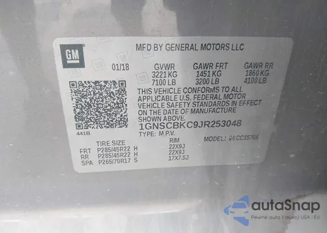 2018 Chevrolet Tahoe Lt from USA, damaged, VIN 1GNSCBKC9JR253048
